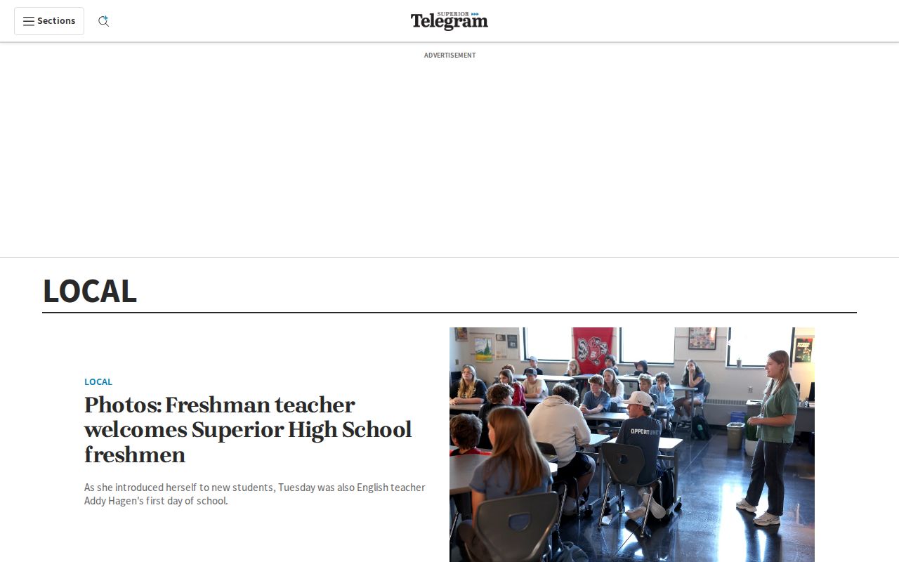 Douglas County booking-record news source, Superior Telegram local section