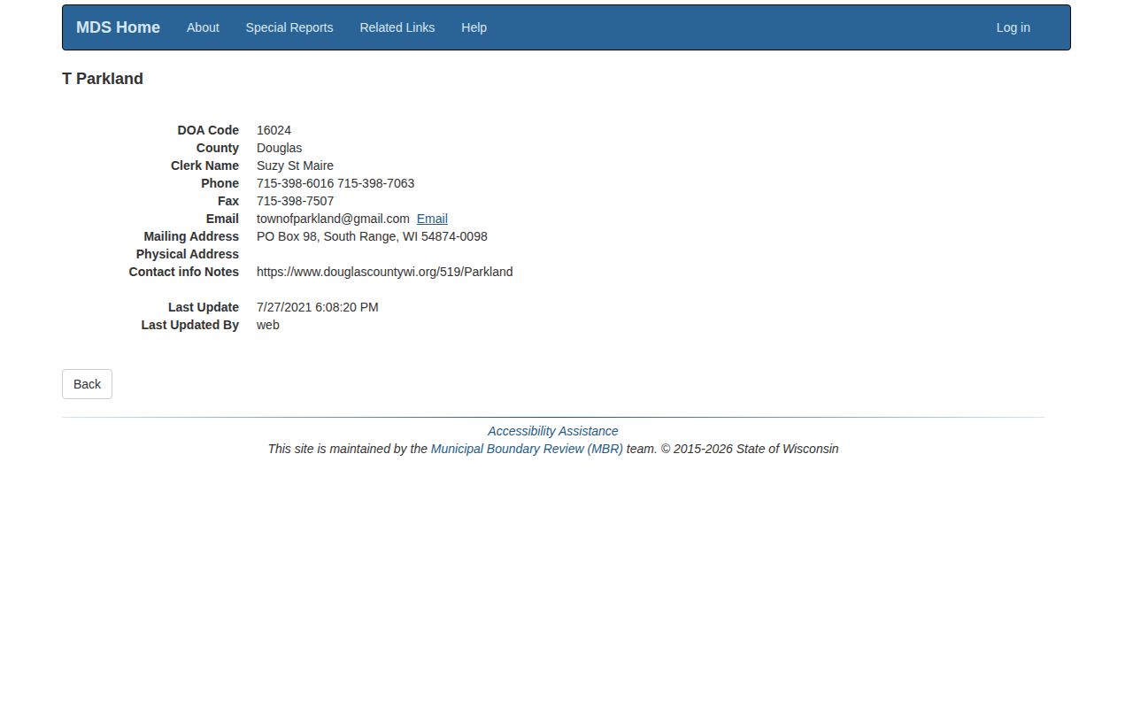 Douglas County Parkland booking-record administrative source